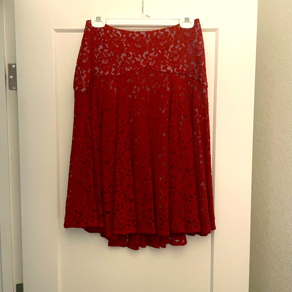 Anthropologie Lace Midi Skirt